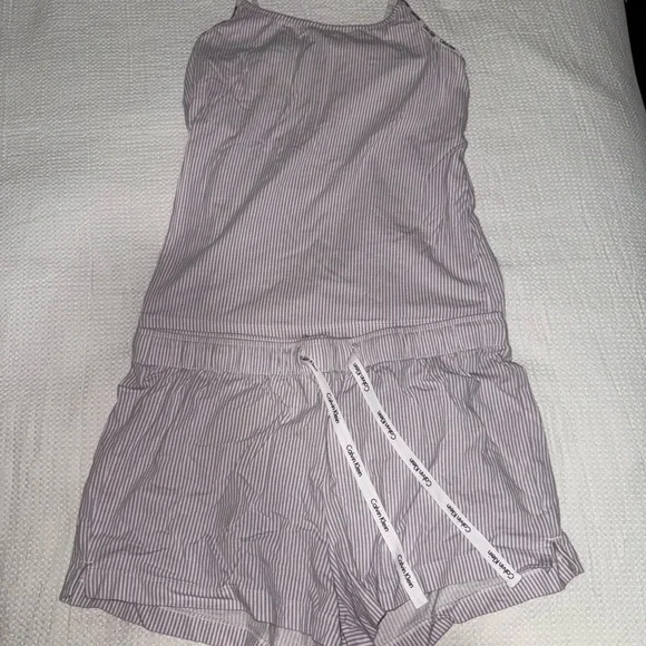 Calvin Klein Women's Lavender Striped Pajama Set - Picture 1 of 6